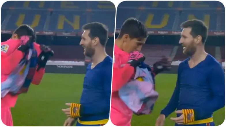 Lionel Messi Shocks Elche Goalkeeper Edgar Badia By Asking For His Shirt After Barcelona Seal 3-0 Win In La Liga 2021 Match (Watch Video)