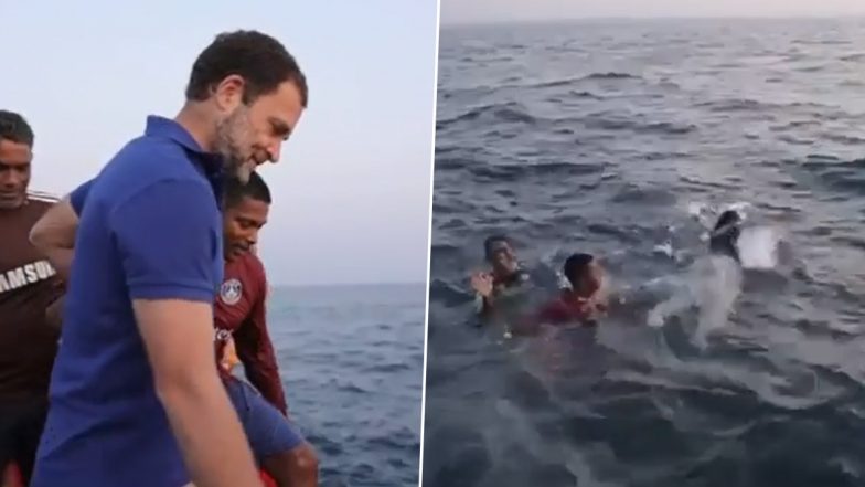 Rahul Gandhi Swims With Fishermen in Arabian Sea in Kerala, Watch Video