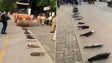 Udupi Police Seize 51 Aftermarket Silencers And Destroy Them Using Road-Roller (Watch Video)