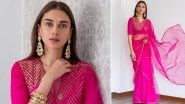 Aditi Rao Hydari Makes For a Pretty Muse in Pink Raw Mango Saree (View Pics)