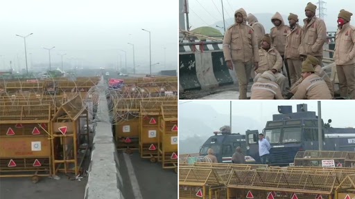 Chakka Jam: Security Tightened in Parts of Delhi, Extensive Barricading Seen at Ghazipur Border; Heavy Deployment of Police at Red Fort As Preventive Measure