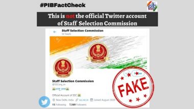 Staff Selection Commission Has an Official Twitter Account by the Handle @SSCorg_in? PIB Fact Check Reveals Truth Behind Fake Twitter Account