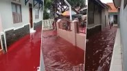 Indonesian Village in Pekalongan City in Central Java Flooded by Blood-Red Colour Water After Floods Hit Batik-Manufacturing Hub (Watch Video)