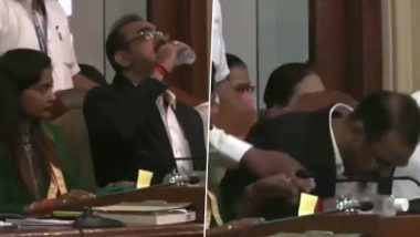 Ramesh Pawar, BMC Joint Municipal Commissioner, Accidentally Drinks Hand Sanitiser Instead of Water During Presentation of Budget in Mumbai (Watch Video)