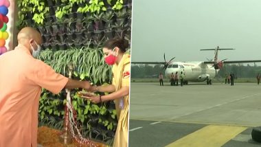 Uttar Pradesh: CM Yogi Adityanath, Union Minister Hardeep Singh Puri Flag Off Gorakhpur-Lucknow Flight Service in Gorakhpur