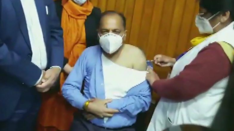 Jai Ram Thakur Takes First Dose of COVID-19 Vaccine in Shimla