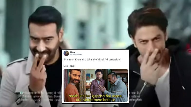 Shah Rukh Khan in New Vimal Ad With Ajay Devgn? Twitterati Go Crazy Sharing Funny Memes and Jokes After a Video Clip Goes Viral