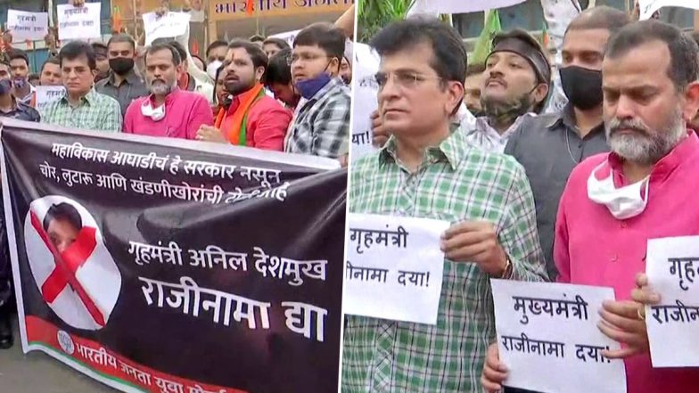 Mumbai: BJP Member Protests Against Anil Deshmukh, Demand His Resignation