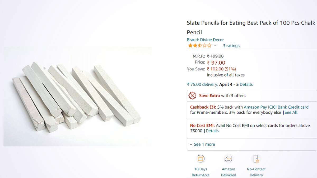Chalk For Eating' Being Sold on Amazon; Slate Pencil Listing ...