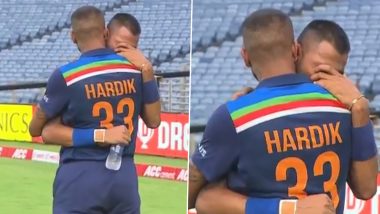 Hardik Pandya Consoles Emotional Krunal After He Breaks Down Into Tears Following Sensational Knock in 1st ODI (Watch Video)