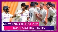 IND vs ENG 4th Test 2021 Day 2 Stat Highlights: Rishabh Pant&rsquo;s Century Keeps India On Front Foot