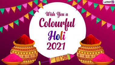 Happy Holi 2021 Greetings & Dhuleti HD Images: New WhatsApp Stickers, Facebook GIF Messages, SMS, Signal Quotes, Status, Telegram Photos and Wallpapers to Celebrate Rangwali Holi
