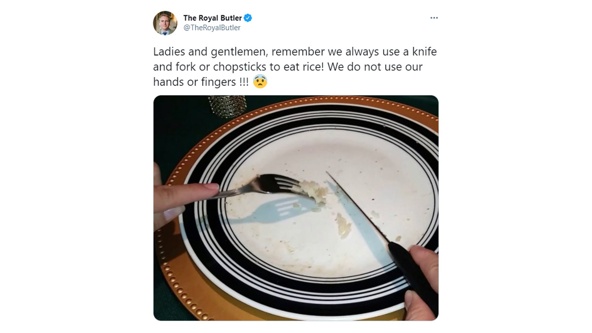 The Royal Butler, Britain’s Etiquette Expert Says ‘We Do Not Use Hands and Fingers’ to Eat Rice but ‘Knife and Fork or Chopsticks’! Faces Major Backlash by Desi Twitterati