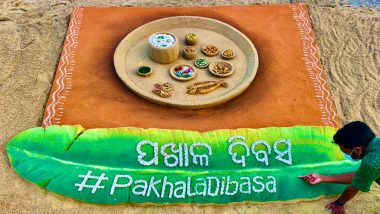 World Pakhala Divas 2021: Sudarsan Pattnaik Shares Beautiful Pakhala Dibasa Sand Art at Puri Beach as Netizens Celebrate the Odia Delicacy with Wishes, Messages & Greetings!