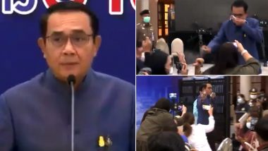 Prayut Chan-o-Cha, Thailand PM, Sprays Sanitizer on Journalists After Press Conference (Watch Video)