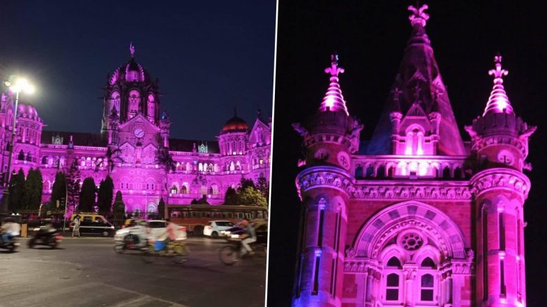 Chhatrapati Shivaji Maharaj Terminus Lights up for International Women's Day 2021 (View Pics)