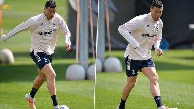 Cristiano Ronaldo Gears Up for Juventus vs Benevento Clash in Serie A 2020–21, Shares Pictures from Practice Session