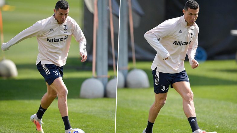 Cristiano Ronaldo Gears Up for Juventus vs Benevento Clash in Serie A 2020–21, Shares Pictures from Practice Session