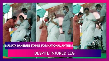 Mamata Banerjee Stands For National Anthem Despite Injured Leg As Campaign Ends In Nandigram For West Bengal Polls 2021
