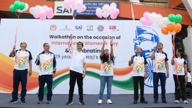 International Women's Day 2021: Sports Minister Kiren Rijiju Flags off Walkathon at Jawaharlal Nehru Stadium in Delhi