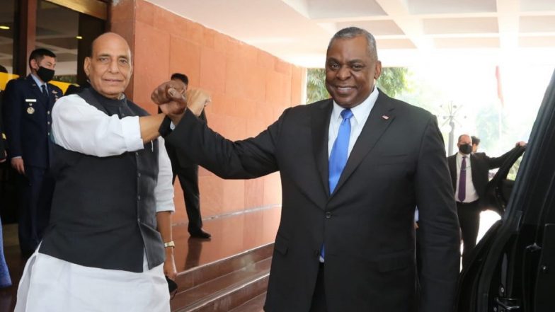 Defence Minister Rajnath Singh, US Defence Secretary Lloyd J Austin III Greet Each Other With Elbow Bump