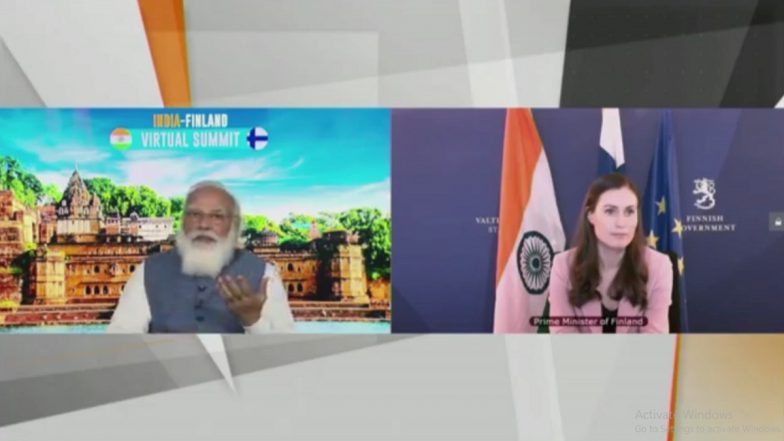 India-Finland Virtual Summit: PM Narendra Modi Interacts With Finland Prime Minster Sanna Marin (Watch Video)