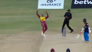 Fabien Allen Takes Stunning One-Handed Catch to Dismiss Danushka Gunathilaka During WI vs SL 3rd T20I 2021 (Watch Video)