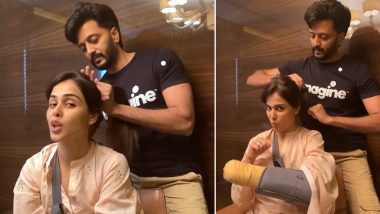 Riteish Deshmukh Turns Wifey Genelia D’Souza’s Hairstylist as She Is Injured (Watch Video)