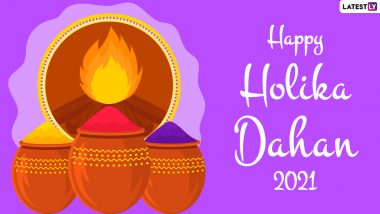 Holika Dahan 2021 Wishes, Greetings and HD Images: Send Telegram Holika-Prahlad Pics, Colourful WhatsApp Stickers, GIFs & Signal Images Before Holi