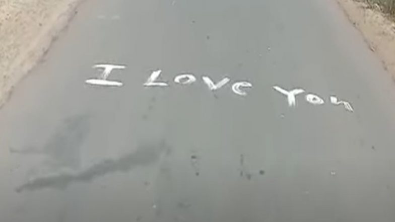 Kolhapur Man Writes 'I Love You, I Miss You' on 2.5-Km Long Road to Convey His Feelings to His Girlfriend! Video Goes Viral