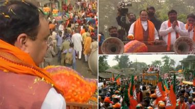 West Bengal Assembly Elections 2021: JP Nadda Holds Roadshow in Hooghly's Pursurah (See Pictures)