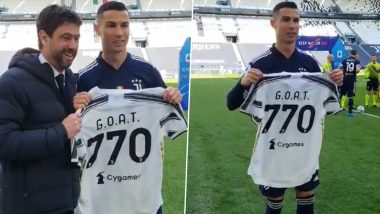Juventus Present Cristiano Ronaldo With 'GOAT 770' Jersey After Portuguese Star Surpasses Pele's Record