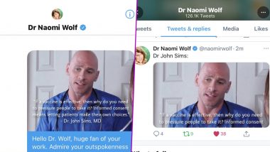 380px x 214px - Anti-Vaxxer, Dr Naomi Wolf Pranked into Sharing Fake Dr John Sims' Quote on  Vaccines with Pic of XXX Porn Star Johnny Sins! Netizens in Splits | ðŸ‘  LatestLY