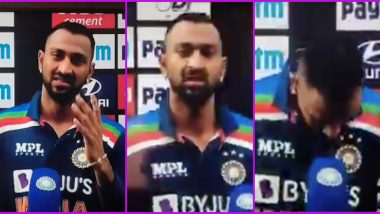 Krunal Pandya Breaks Down on Live TV During India vs England 1st ODI 2021 in Pune