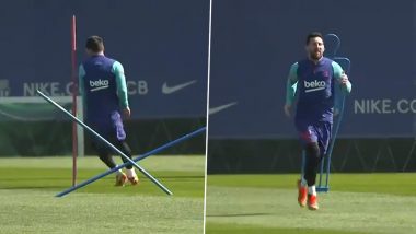 Lionel Messi Focused in Training Ahead of Barcelona’s La Liga Match Against Huesca (Watch Video)