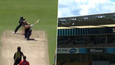 Martin Guptill’s Colossal Six off Adam Zampa Lands on Stadium Roof During New Zealand vs Australia 5th T20I 2021 (Watch Video)
