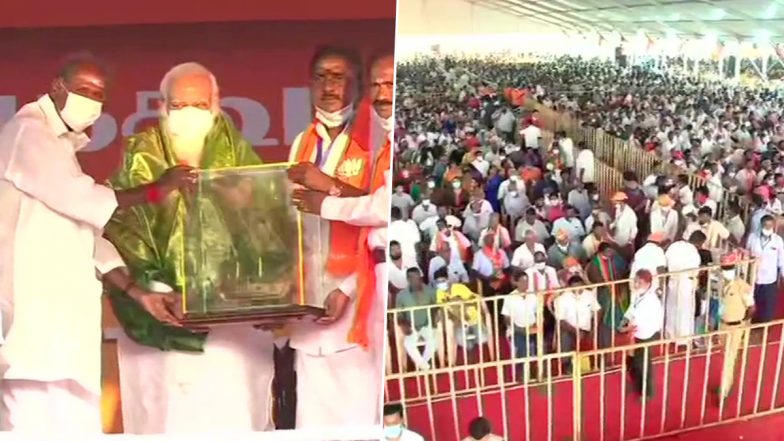 Puducherry Assembly Elections 2021: PM Narendra Modi Arrives in The Union Territory to Address Public Rally