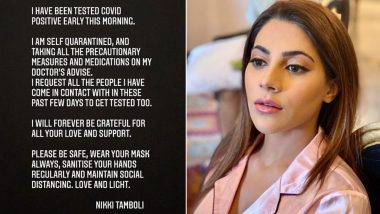 Nikki Tamboli Tests Positive For COVID-19; The Bigg Boss 14 Contestant Goes Under Home Quarantine (View Post)