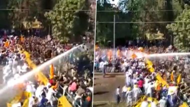 Chandigarh Police Use Water Canons on SAD Leaders, Workers Protesting Against Punjab Government (Watch Video)