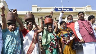 LPG Gas Cylinder Price Hike: RJD MLAs Protest with Cylinders, Onions in Vidhan Sabha Premises