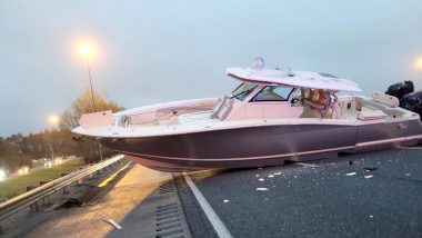 Ever Given Ship Blocking Suez Canal Has a Competition! Pink Boat Blocks Florida Highway & Halts Traffic for Hours (See Pics)