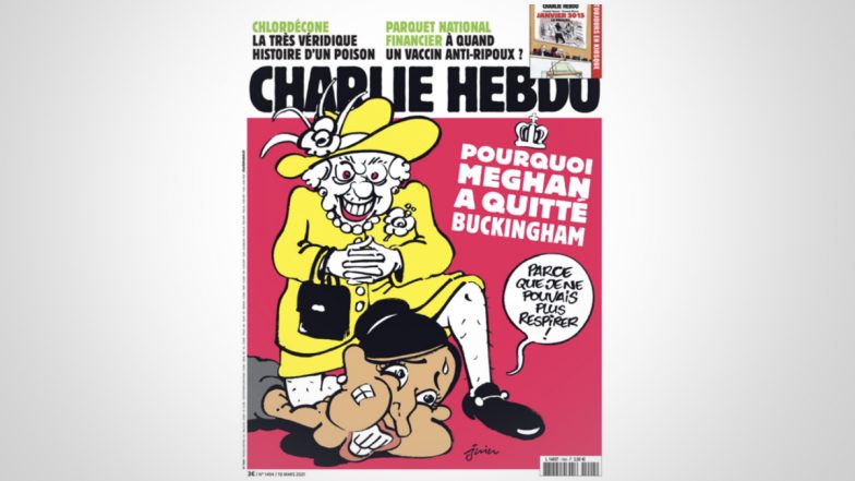 Charlie Hebdo Magazine Cover Recreates George Floyd Killing With Meghan Markle And Queen Elizabeth, Netizens Are Furious; See Tweets