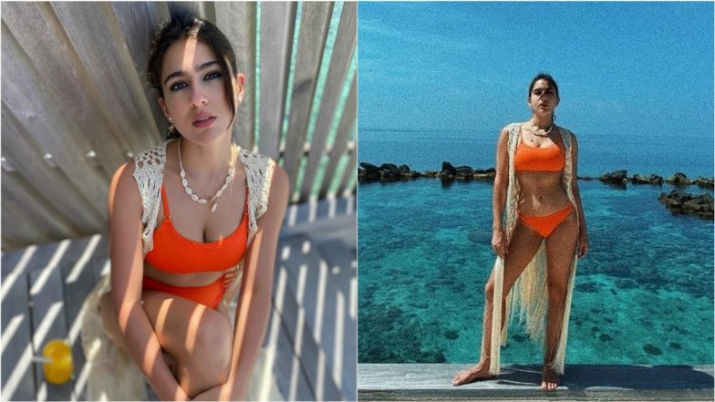 Sara Ali Khan Shows Off Her Stunning Figure in Bright Orange Bikini, Check Out Her Bold Scantily-Clad Looks