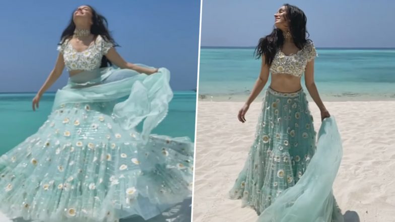 Shraddha Kapoor Twirls in a Blue Lehenga Ahead of Priyaank Sharma and Shaza Morani's Beachy Wedding (Watch Video)