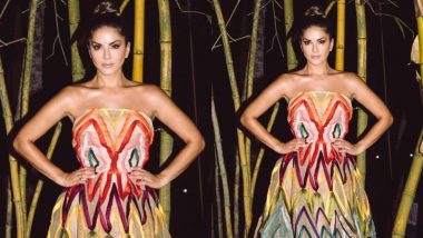 Sunny Leone in an Off-Shoulder Multi-Coloured Gown Is a Sight To Behold (View Pics)