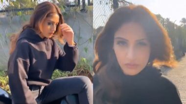 Surbhi Chandna Turns into a Chic Harley-Davidson Girl With Scam 1992 Theme Music Giving the Apt Background (Watch Video)