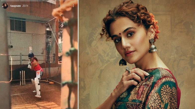 Shabaash Mithu: Taapsee Pannu Shares a Glimpse From Her Cricket Practice for the Upcoming Biopic of Mithali Raj (View Pic)