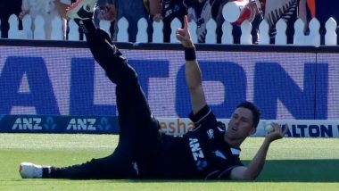 Trent Boult Takes Stunning One-Handed Catch To Dismiss Liton Das in New Zealand vs Bangladesh 3rd ODI (Watch Video)