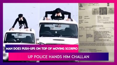 Man Does Push-Ups On Top Of Moving Scorpio, UP Police Hands Him Challan, Video Goes Viral