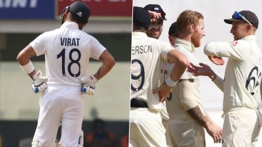 Virat Kohli Dismissed for Two Ducks in a Test Series for the First Time Since 2014, Removed by Ben Stokes on 0 in IND vs ENG 4th Test